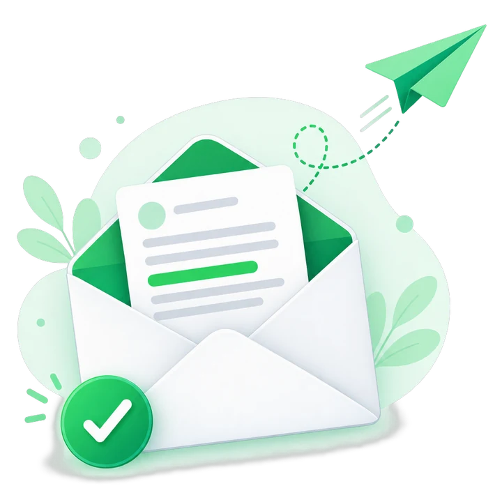 An email leaving an inbox as a paper plane