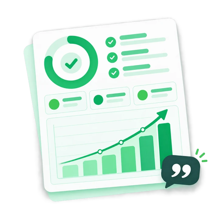 A branded audit report page with score and charts
