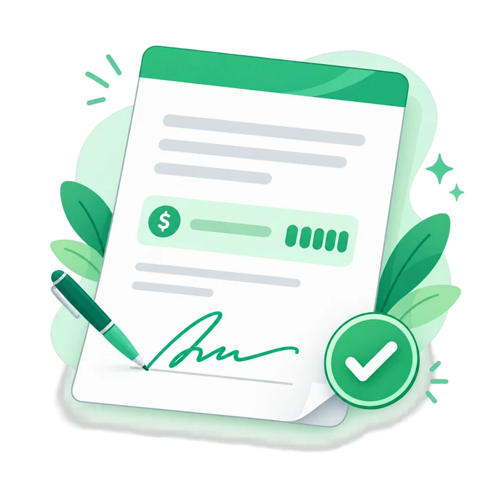 A proposal document signed and accepted