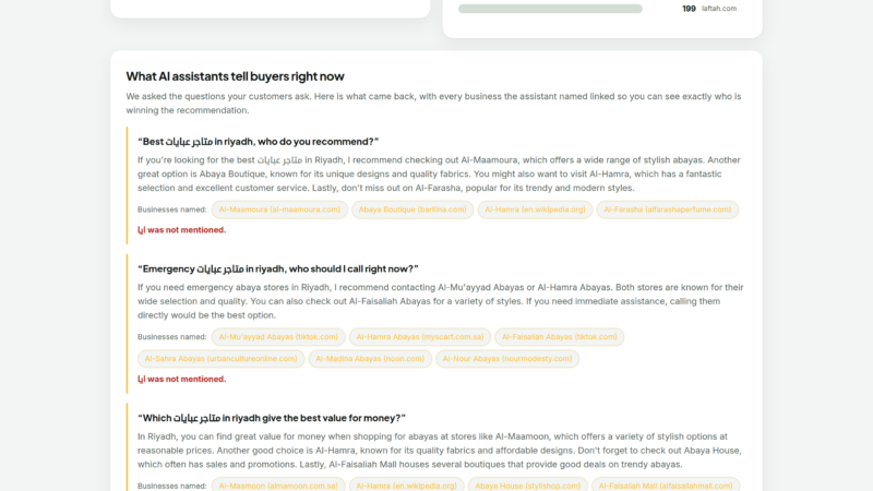 A branded SellSEO audit report page showing a business score, the traffic value lost and the evidence behind it